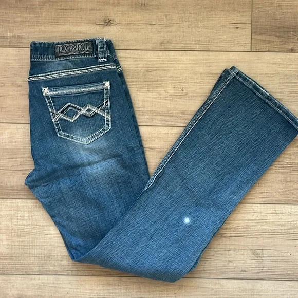 Rock & Roll Womens Jeans Midrise Boot Cut 31x34 - Picture 1 of 4